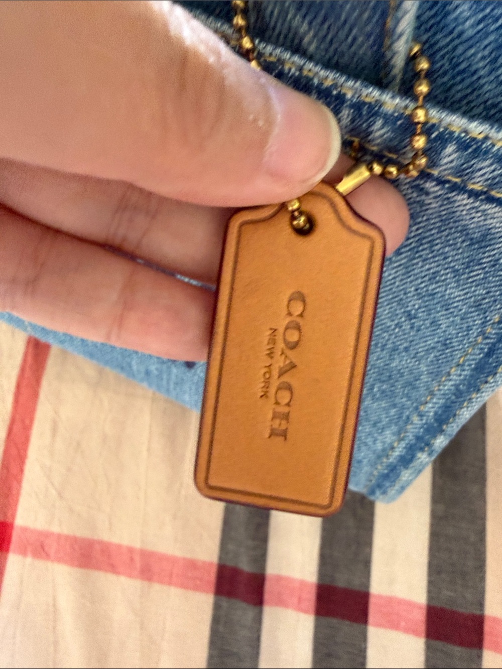 Coach Denim Mini Tote in Light Blue with Tan Tag - Picture 5 of 7